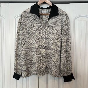 Pendleton White And Black Music Print Button Down Shirt‎ Size 14